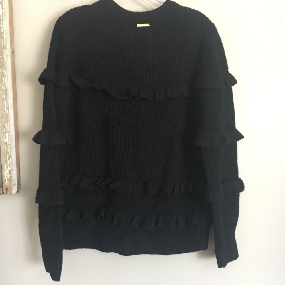 New MICHAEL Michael Kors Ruffle Black Sweater - Picture 7 of 8